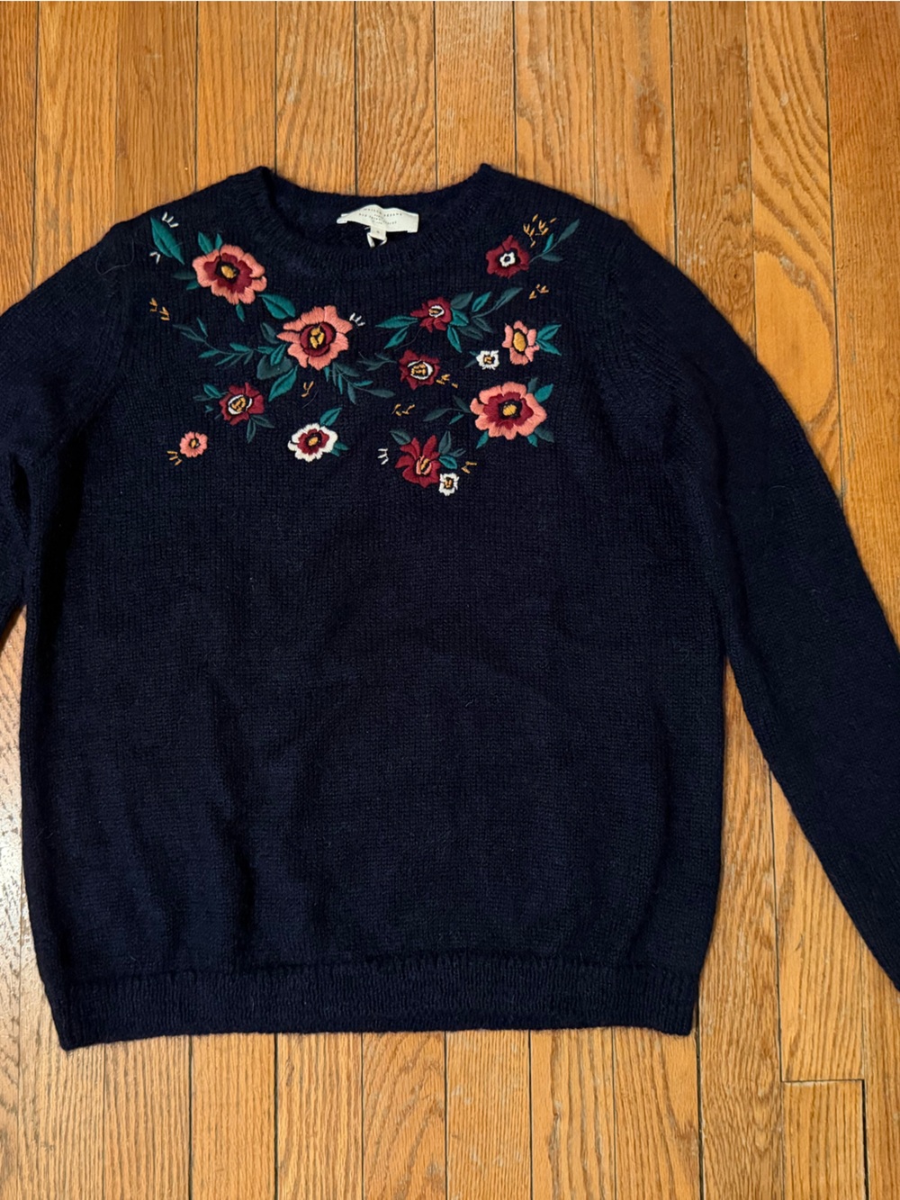 NWT Sezane Pam jumper in Marine Floral Embroidery